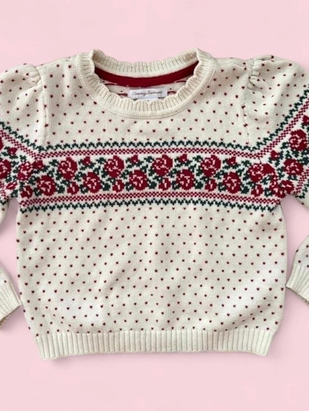Tommy Bahama Girls Ivory Fair Isle Christmas Sweater Size 7/8